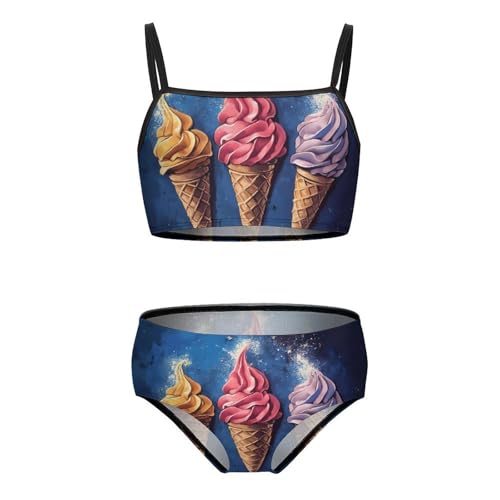 Ice Cream Cone Girls Swimsuits Two Piece Bikini Sets Beach Sport Swimwear Bathing Suit