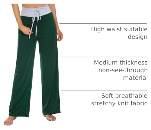Image of LOCUBE Women's Pajama Pants, Soft Comfy High-Waist Wide-Leg Lounge Pants with Drawstring and Pockets