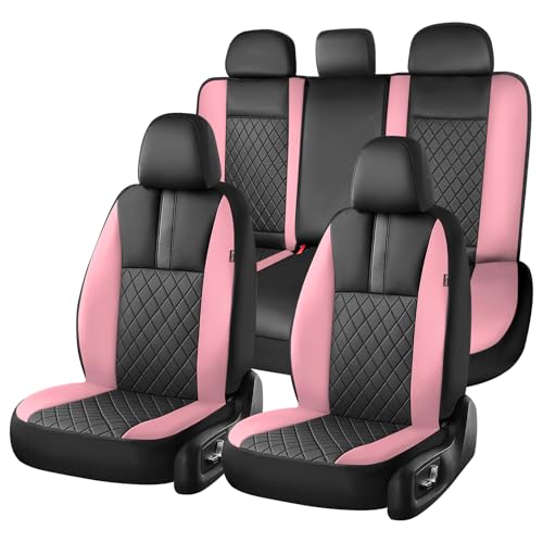 Image of Coverado Car Seat Covers Full Set, Automotive Leather Seat Covers for Car，Universal Fit Front Back Seat Cover, Non-Slip Waterproof Breathable Car Seat Protector
