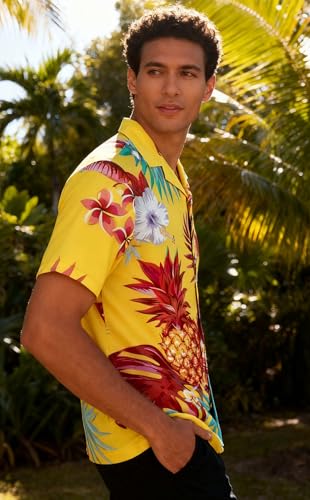 Image of Cromoncent Matching Hawaiian Outfits for Family, Dad and Son Matching Luau Beach Tropical Shirts Mommy Daughter Tropical Sets