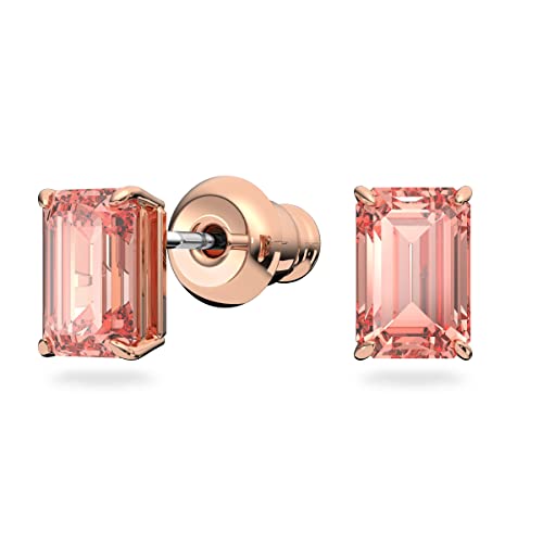 Swarovski Millenia Jewelry Set, Pendant Necklace And Stud Earrings With Pink Octagon Zirconia, On Rose-Gold Finish, Part Of The Millenia Collection #TOP3
