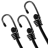 Lanlord Latex Black Heavy Duty Outdoor Bungee Cords with Hook 3Pcs40Inch