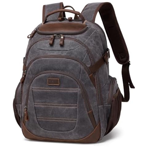 SHENHU Travel Laptop Backpack 17.3 inch XL Computer Backpack for Men Waxed Canvas College Daypack Business Backpack Black Gray Cover