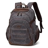SHENHU Travel Laptop Backpack 17.3 inch XL Computer Backpack for Men Waxed Canvas College Daypack Business Backpack Black Gray