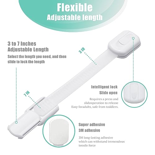 Baby Safety Kit - 4 Adjustable Baby Locks and 8 L-shaped Furniture Corner Guard, Baby Protection Kit Suitable for Cabinets, Drawers, Socket Covers, Upgraded Child Safety Kit - Vicsamer