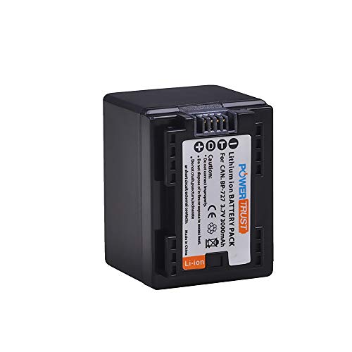 PowerTrust 2-Pack 3.7v BP-727 BP727 Battery and Dual Rapid Charger for Canon Vixia HF R70, HF R72, HF R700 HFM50, HFM52, HFM500, HFR30, HFR32, HFR300, HFR40, HFR42, HFR400, HFR50, HFR52, HFR500, HFR60