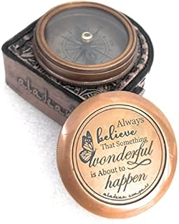 Appreciation Gift for Girls Boys Kids Compass 2" | Engraved Quote Always Believe Something Wonderful .. God Faith Inspirational Uplifting Birthday Gift of Brass, Baptism Gifts (Always Believe)