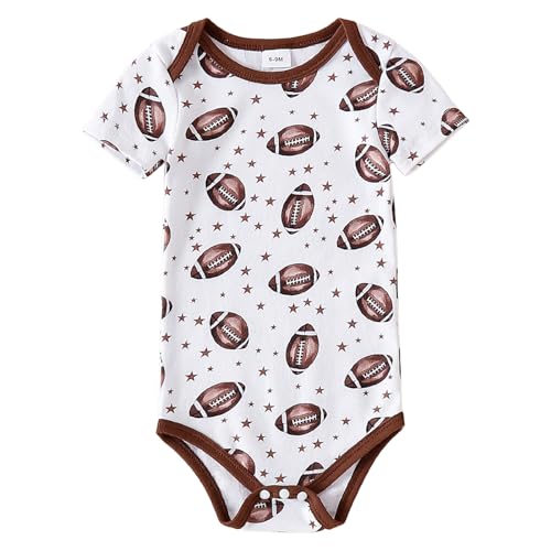 Chichoo Newboen Baby Football Sport Themed Jersey Outfit Infant Bodysuit Interlock 195 Gsm 0-24 Months（Football-1,0-3 Months）