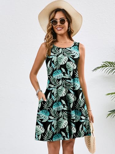Image of KORSIS Summer Dress for Women Casual T Shirt Tank Dresses Sleeveless Swing Flowy Ladies Beach Vacation Sundress with Pocket