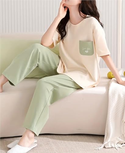 Image of Louis Luxe Womens Korean Night Dress || Full Pyjama Set ||Korean Nightsuit || Women Nightwear ||Round Neck Full Sleeve Nightsuit || Loungewear || Everyday Nightdress (ND-10)
