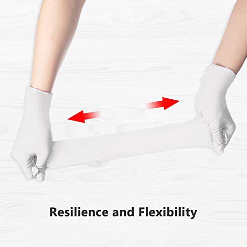 Nitrile Gloves, Hizek 100 Pcs Disposable Gloves,4 mil,Latex Free,Powder Free,Textured Anti-Allergic Wear-Resistant Exam Gloves for Home Use ( M, White)