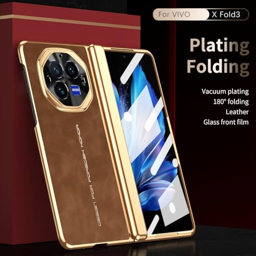 Coque Vivo X Fold 3 avec protection écran charnière coque robuste marron