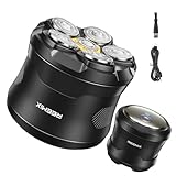 Reemix Afeitadoras de cabeza para hombres calvos, afeitadora eléctrica 6D con IPX7 impermeable, carga rápida tipo C, maquinilla de afeitar inalámbrica portátil para hombres, kit de aseo de cabeza