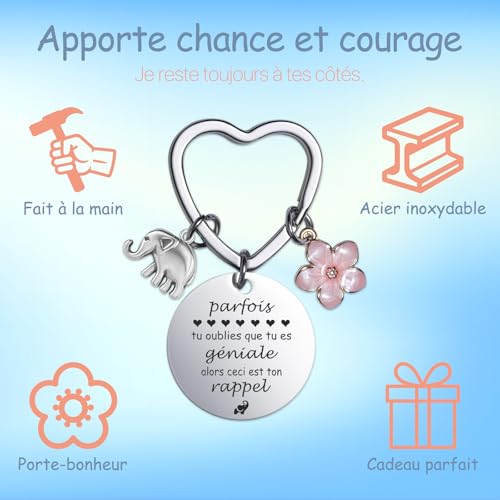 Farbeele Cadeaux pour Femme, Éléphant avec Porte-bonheur Porte-clés – vue 6