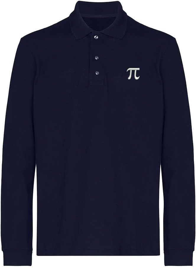 Polo Shirts for Men Pi Math Symbol Embroidered Long Sleeve Mens Polo Shirts