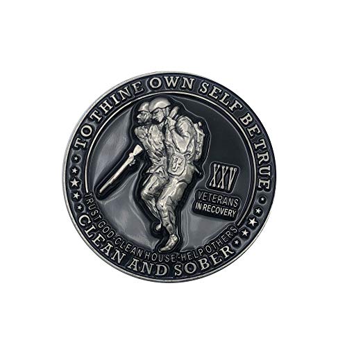 Veterans in Recovery AA Chip Sobriety Coin (1-60 Years) with Third Step Prayer on The Back. My Recovery Store AA Medallion