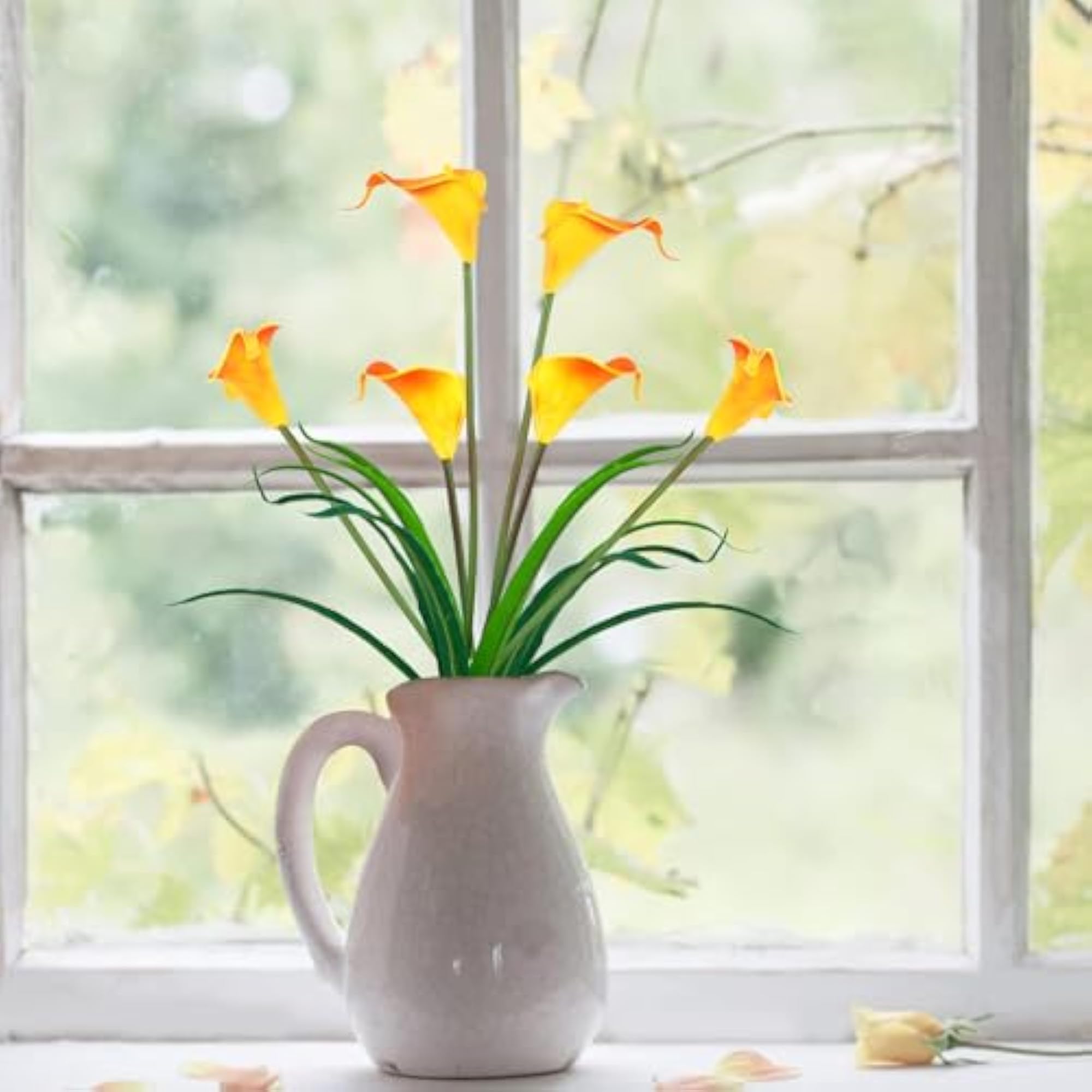 Artificial Three Headed Calla Lilly Bouquet, Orange