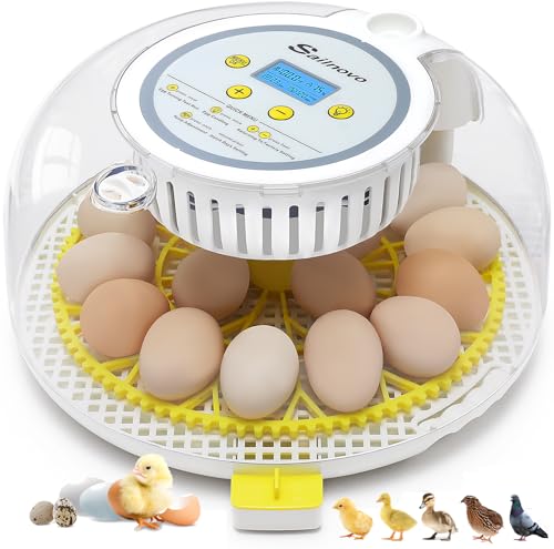 Sailnovo 18 Eggs Incubator for Hatching Eggs with Automatic Egg Turning Humidity Level Display Egg Candler Hatch Days & Incubator for Chicken Eggs Ideal for Farm School and Lab (Yellow)