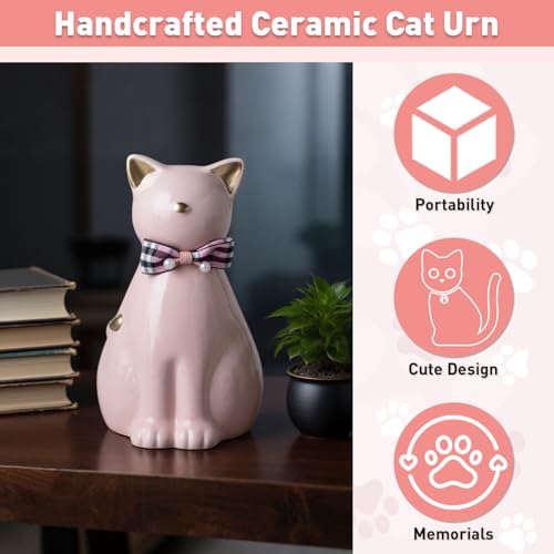 Duuclume Handcrafted Ceramic Cat Urn for Ashes,Cat Statue Funeral Memorial Gift,Pet Urn for Indoor & Outdoor Use (White) by Duuclume - Used condition - Image 4