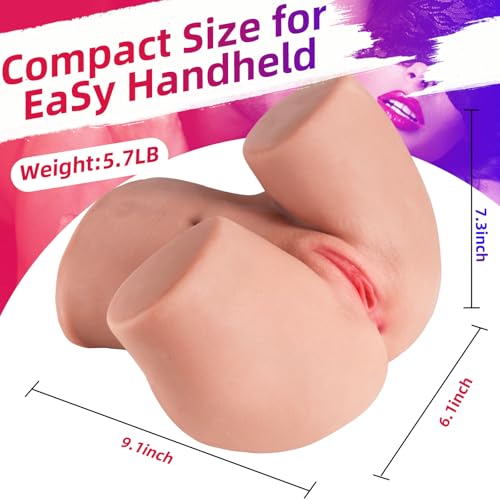 Male Masturbator Adult Sex Toys - 2 Holes Pocket Pussy Realistic Sex Dolls Male Sex Toys for Men Masturbation, 5.9 LB 3D Lifelike Soft Butt with Vagina and Anal Sex Pleasure Adult Toys Stroker - Image 5