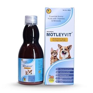 PETHEEDS Motleyvit Multivitamin Syrup for Dogs & Cats | Amino Acids & Minerals for Skin, Coat, Pet Tonic | Healthy Supplement, Immunity, All Age Group Lucious Chicken Flavor, Pack of 1 (200ml)