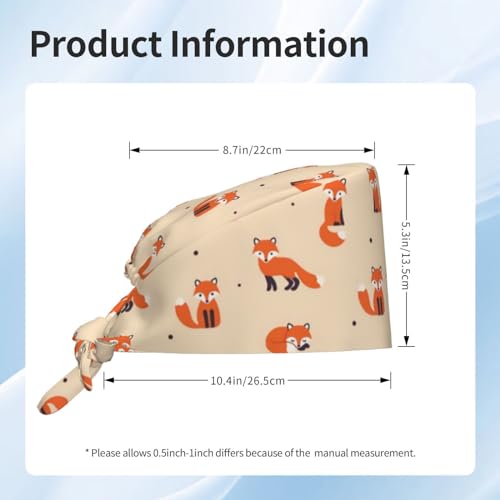 Image of Cute Pug Dog Print Working Cap Scrub Cap with Sweatband,Adjustable Fashion Bandage Tie Back Hat Headwear for Women Men