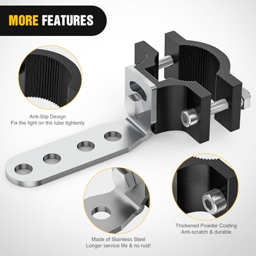 Image of Nilight Motorcycle Light Clamp Brackets fit from 0.7 to 1.2 Inch Round Tube | fit 0.7 inch-1.2 inch diameter roll bar, for Off-road LED Light Pods Front Fork Lights Roof Rack Bumper ATV UTV