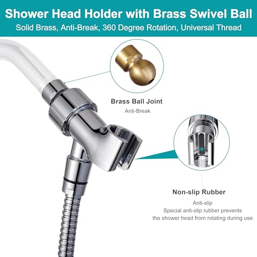 Gwernkb SS8002-CP Handheld Shower Head With On Off Switch 8-Mode High Pressure Showerhead With 79 Inches Extra-Long Stainless Steel Hose And Bracket Plus Extra Low-Reach Adhesive Wall Mount thumb #7