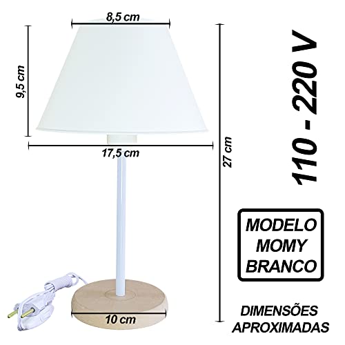 Abajur Infantil Momy Menina Menino Luminária para Quarto de Bebê – Cor Branco