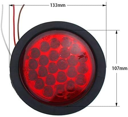 Miniatura 5 de Luz trasera LED redonda de 4 pulgadas, 24 LED, señal de parada, intermitente, marcador de freno, luces de circulación con ojales de goma para