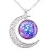 FANSING Womens Marvelous Necklace, Galaxy Pendant, Cosmic Crescent Moon Nebula Necklaces, Universe Space Jewelry, Ultra Violet