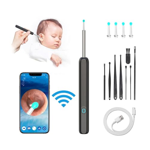 耳かき カメラ 可視化 みみかき セット耳掃除 イヤースコープ 無線 WIFI接続 800万画素 1296P画質 USB充電式 IPX5防水 スマホタブレット対応 シリコン LEDライト 超小型 3.5mmレンズ 光る 耳掻きセット 温度制御 耳鏡ワイヤレ