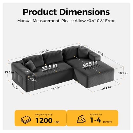 CAMMOO 108” Modern Modular Sectional Sofa