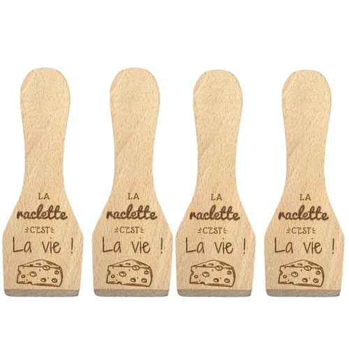 ERNESTINE - Lot 2 ou 4 spatules à raclette gravées avec texte - spatules en bois personnalisable - accessoire raclette poelons personnalisés - spatule ustensiles fromage raclette cuisine bois