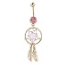 belly ring - TOOGOO (R) Beautifully Gold Dream Catcher Feather Rhinestone Piercing Belly Button Navel Ring Barbell (pink)