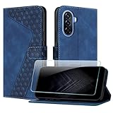 JayModHülle Handyhülle für Huawei nova Y70 / Y70 Plus mit Schutzfolie, Flip Wallet PU Leder Huawei nova Y70 Plus hülle [Kartenfach] [Magnet] [Ständer] 360 Stoßfeste Schutzhülle - Blau