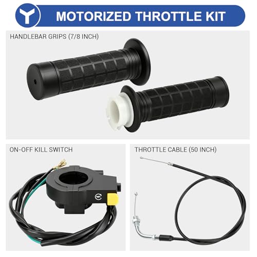 Image of YOXUFA 2 Stroke Twist Throttle Handle Grip Throttle Cable 50 inch Replacement for Motorized Bike 80cc 49cc 100cc 50cc Engine Bicycle Parts with 7 /8 inch 22mm Handlebar Kit