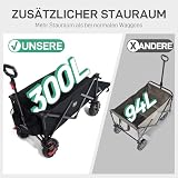 TIMBER RIDGE XXXL Bollerwagen Faltbare 300L Extra Langer mit Faltbarer Heckklappe Handwagen mit Seitentasche Getränkehalter verstellbarem Griff, Gartenwagen Transportwagen für Alle Gelände