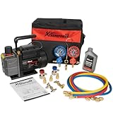 XtremepowerUS 1/3 HP 3.5CFM Single Stage A/C Vacuum Pump and AC Manifold Gauge Kit, for R32, R134a R22 R410a Systems, HVAC Air Conditioning Refrigeration Recharging Can Tap