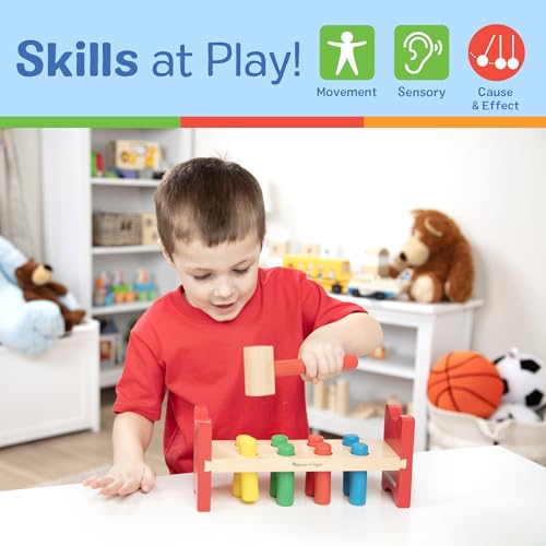 Image of Melissa & Doug Deluxe Wooden Pound-A-Peg Toy with Hammer - FSC Certified