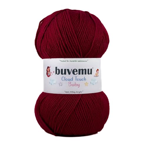 Image of Cloud Touch Baby - DK Weight Soft Anti-Pilling Yarn for Baby Clothes, Blankets & Amigurumi Crochet & Knitting, 90% Acrylic 10% Viscose derived from Bamboo, 3.53 Oz / 262 Yards (Cherry Red, 1 Pack)