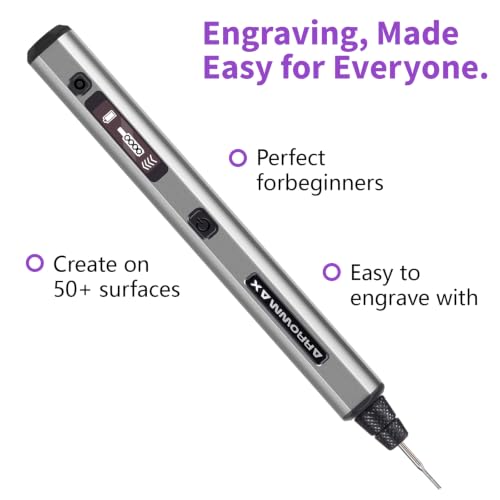 AM ARROWMAX Mini Engraving Pen: Ultimate Cordless Portable Tool for Artists & DIYers - Engrave 50+ Surfaces - Beginner Friendly - Engraving Pen for Bead, Metal, Wood, Glass and Plastic