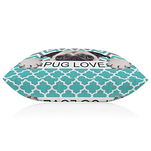 Ekobla Throw Pillow Cover Pug Love Quote Animal Funny Dog Cute Puppy Cool Pet Chevron Geometric Trellis Decor Lumbar Pillow Case Cushion For Sofa Couch Bed Standard Queen Size 20X30 Inch #TOP5