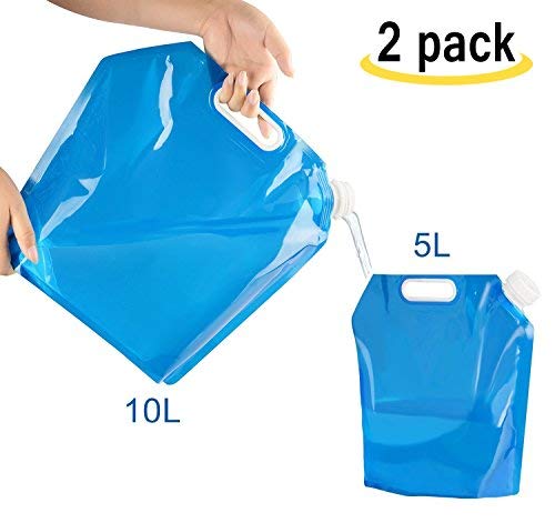 Collapsible Water Container, Amison 5L + 10L Portable Foldable Water Tank BPA Free Plastic Water Carrier for Hiking Camping Picnic Travel BBQ