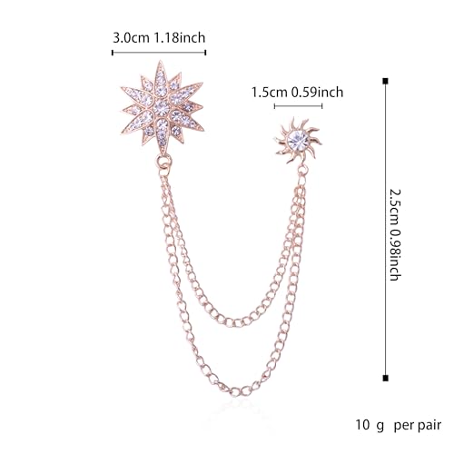 Image of Rhinestone Star Brooch Pin for Women Men Dainty Gold Plated Crystal CZ Snowflake Tassel Exquisite Lapel Pins Dress Suit Bouquet Accessories Jewelry