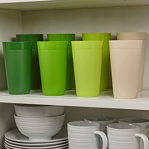 Us Acrylic Newport 20 Ounce Unbreakable Plastic Stackable Water Tumblers In Green Grove | Set Of 12 Drinking Cups | Reusable, Bpa-Free, Made In The Usa, Top-Rack Dishwasher And Microwave Safe #TOP3