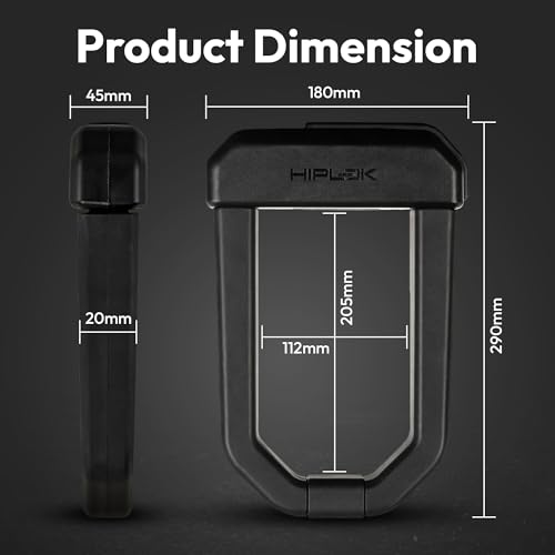 Hiplok DX1000 Anti-Angle Grinder Bike Lock | High Security D Lock with Key for Motorcycles, Bicycles, E-Bikes & Cargo Bikes | Resists Angle Grinder Attacks | Dual Diamond Rated with 3 Replaceable Keys