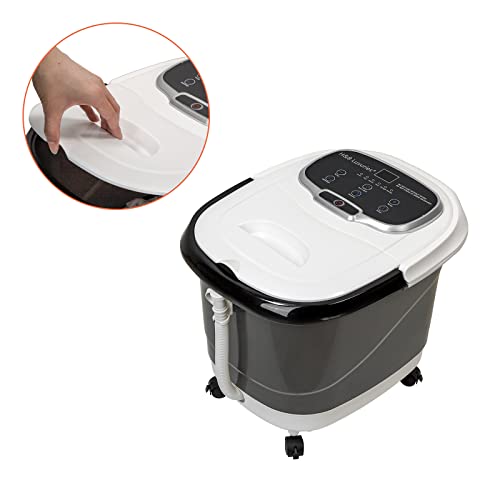 Large Shiatsu Foot Spa Bath Massager With Heat And Jets, Deep Automatic Feet Soak Soaking Tub With Pedicure Massage Rollers, Electric Adjustable Waterfall Shower For Feet Stress Relief, Black #TOP6