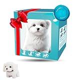 Beeswan My Realistic Robot Puppy – Interactive Walking & Barking Robotic Dog, Lifelike Plush Puppy Toy with Tail Wagging & Ear Twitching, for Kids (White)