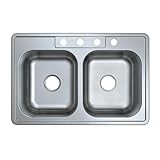 Elements of Design Cuisine E33228DBN Double Bowl Self-Rimming Kitchen Sink, Brushed Nickel